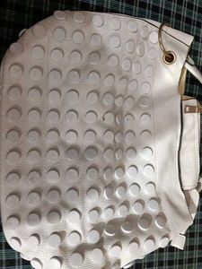Stylish White Textured Handbag