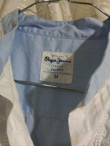 Pepe Jeans Light Blue &amp; White Blouse