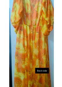 Orange Floral Print Maxi Dress