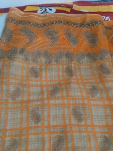 orange paisley saree