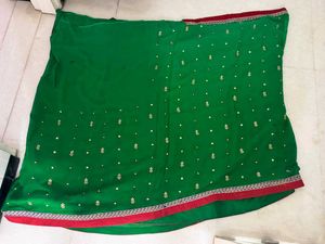 Dark Green Saree with Blouse