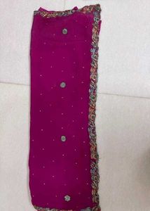 Magenta Saree with Emblished border