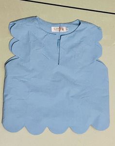 Light Blue Scalloped Blouse