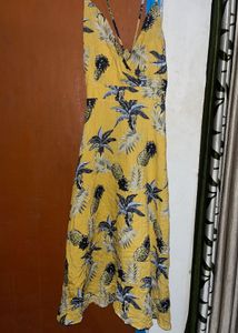 Tropical Pineapple Print Yellow Sundress – Bust 32