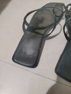 Sleek Black Thong Sandals