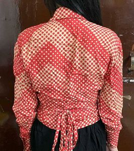 Chic Red Polka Dot Wrap Top