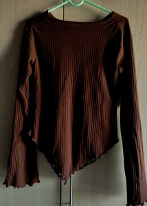 Ribbed Long Sleeve Asymmetrical Top✨