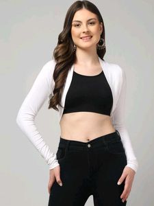 White Cropped Bolero Shrug