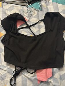 Black Crop Top with Strappy Back