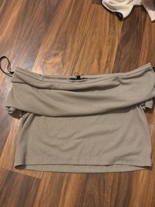 WESTSIDE Off-Shoulder Ribbed Crop Top