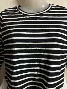 Striped Long Sleeve Top with Ruffle Hem