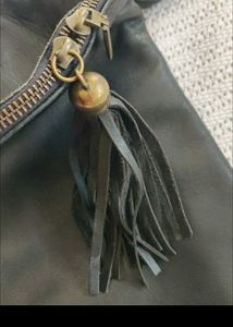 Stylish Black genuine Leather Bag with T