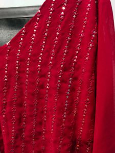 Red Embellished Long Sleeve Top