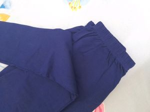 Cotton Elastane Fuscia Pink and Navy Blue Leggings Combo