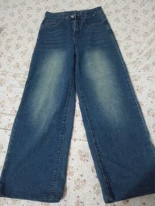 Blue Dark Wash Wide Leg Jeans