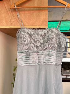 Elegant Grey Lace Overlay Dress