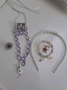 Purple Gemstone Jewelry Set & Bracelet