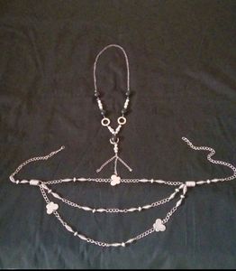 New Fancy Metallic Belt &amp; Long Neckpiece Set