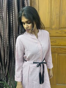 Chic Striped Button-Down Midi Dress