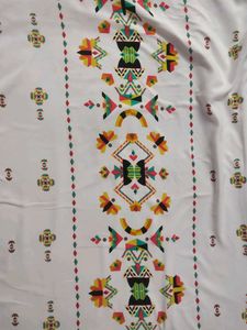 White Kurta with Colorful Geometric Print