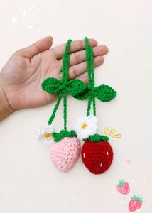 Crochet Strawberry Bag Charm