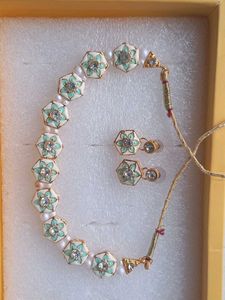Elegant Pearl & Enamel Necklace Set