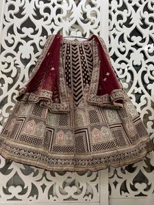 Semi Stitched Bridal Lehenga With Pearl Work