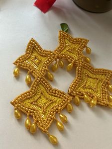 Yellow Beaded Earrings 💝