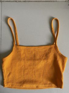 Ribbed Orange Spaghetti H&M Crop Top