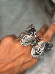 Black Oxidised Butterfly Ring