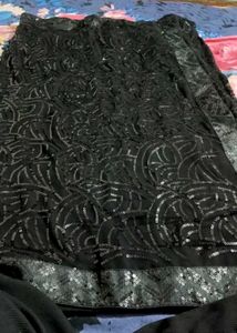 New black sequence saree with blouse piece 1meter