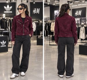 🇺🇸 H&M imported Suede Biker Jacket