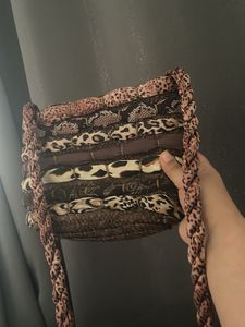 Animal Print Satin Cane Bag