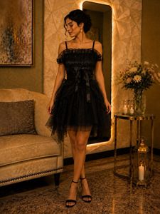 Elegant Black Tulle Party Dress