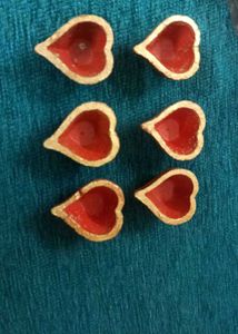 Heart Shaped Clay Diyas - Pack of 18