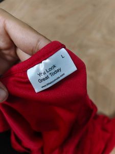 LittleBox Red Shear Off-Shoulder Top