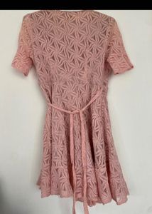 Chic Pink Lace Wrap Dress