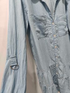Tween Denim Tiered Midi Dress