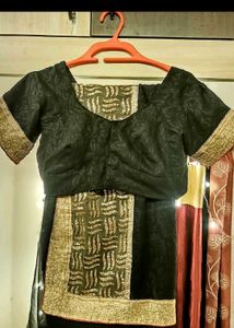 Black Georgette Saree with Gold Embellishments