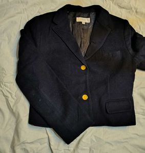 Crop Classic Navy Blazer with Gold Buttons