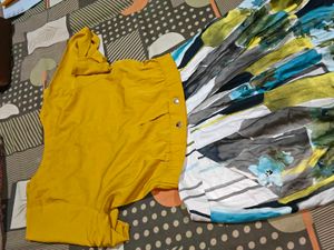 Stylish Yellow top &amp; Printed Skirt Set