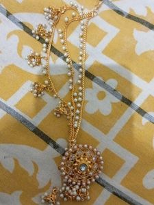 Ethnic Pearl &amp; Gold Tone Bahubali Earrings