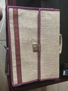 Handmade Jute Bag with Purple Trim
