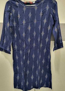 Navy Blue Printed Kurta