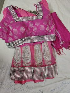 Stunning Pink Embroidered Lehenga Choli Set