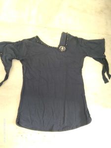 Stylish Blue Cold Shoulder Top