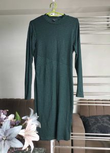 New Look Green Ribbed Midi Dress