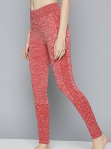 Red Melange Effect Rapid-Dry Seamless Yoga Tights