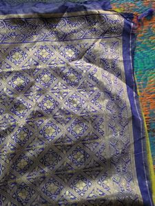 Vibrant Silk Saree with Blue Border