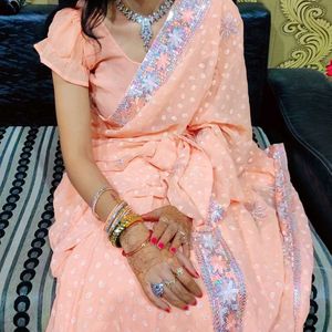 Peach Embellished Saree
